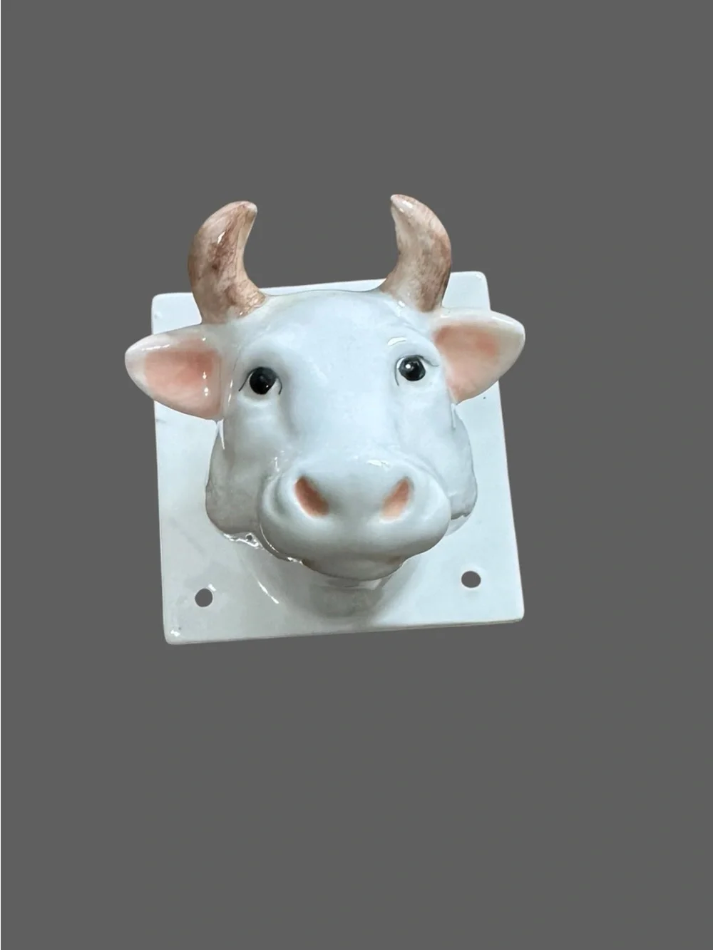 Ceramic Pig and Cow Wall Hooks - White and Pink Home Wall Decor